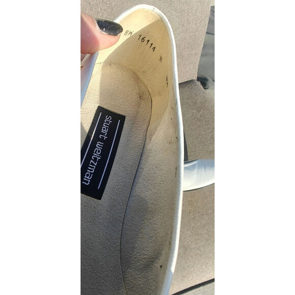 Vintage white Bridal Stuart Weitzman kitten heels sz 8W - Picture 8 of 8